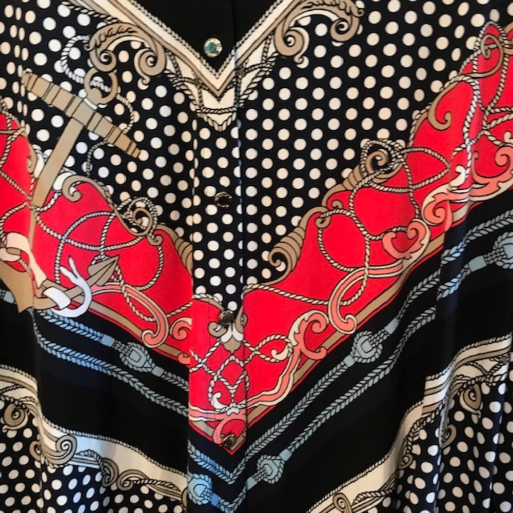 Dana Buchman Multi Pattern Button Down Blouse - image 3